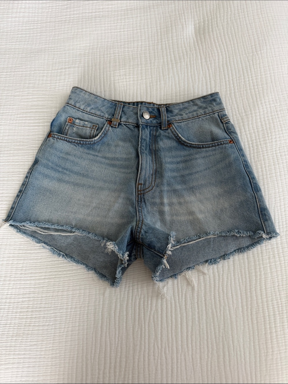 United Colors Of Benetton Light Blue High-Rise Denim Shorts